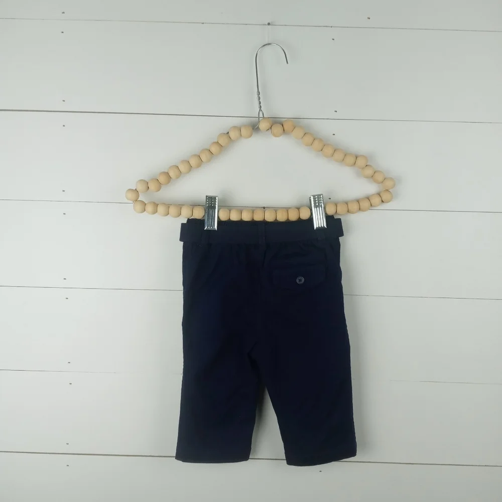 Ralph Lauren boys size 6 mos navy blue button elastic waist belted dress pants